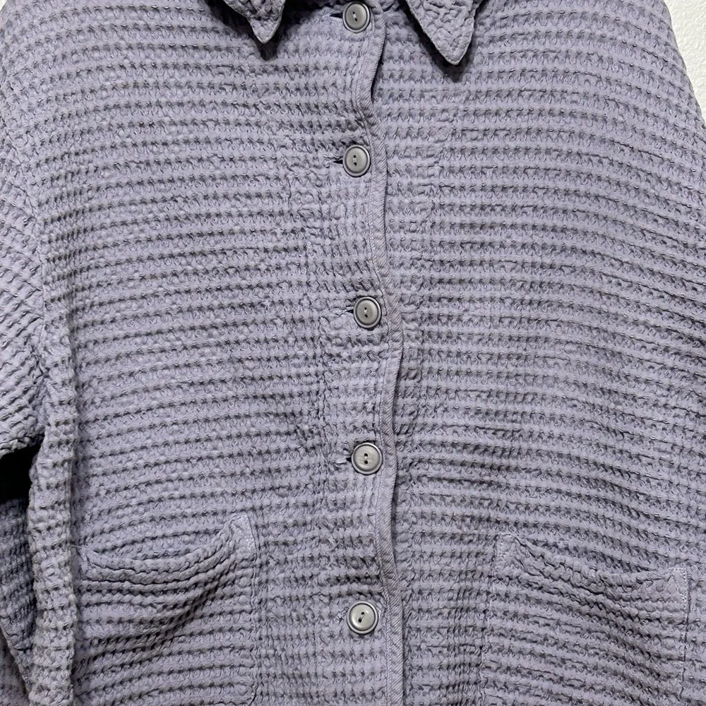 Seasons Sport Purple Button Up‎ Waffle Knit Union Made Canada Jacket Women's XL